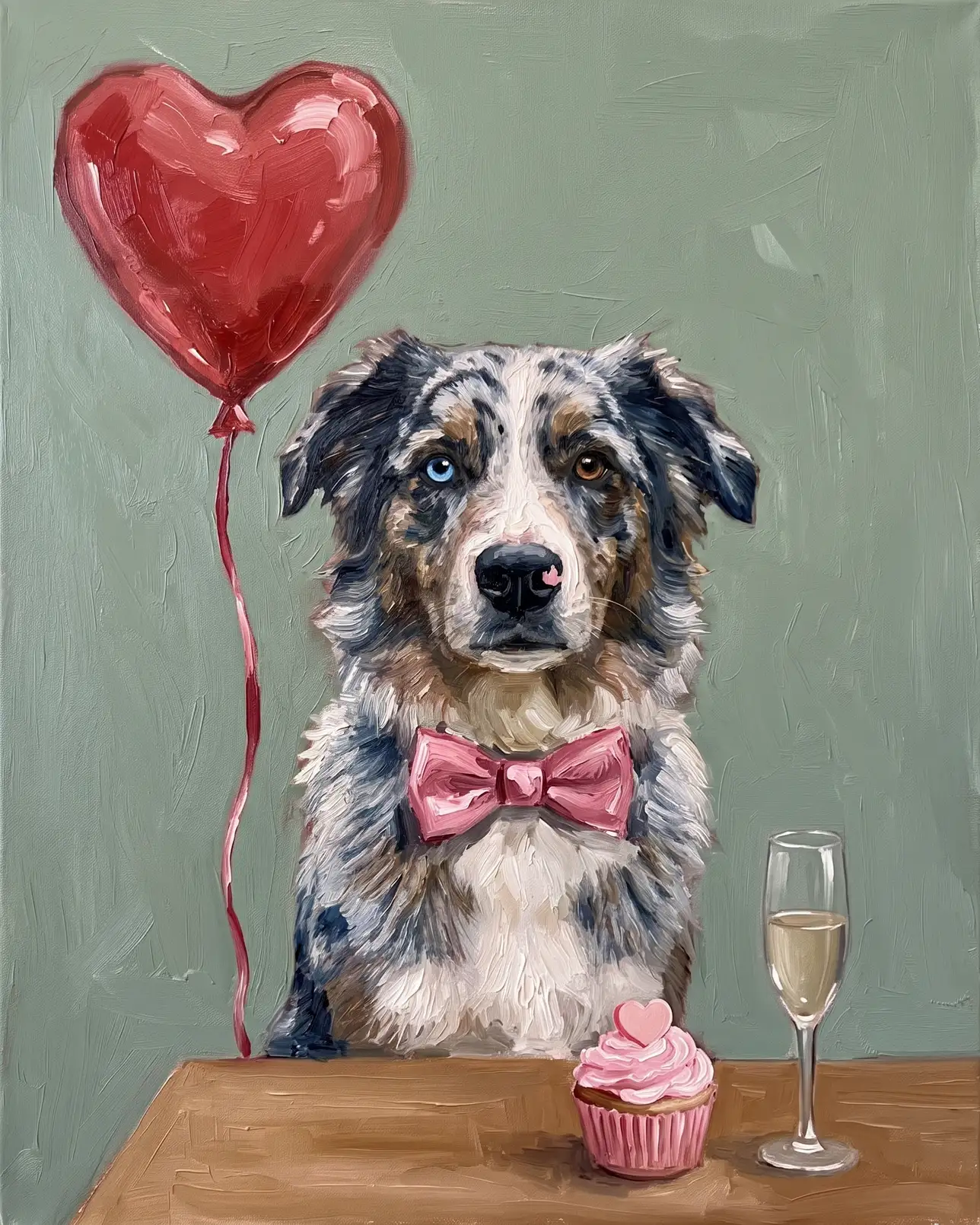 Koda, an Australian shepherd, Candlelit Date example.