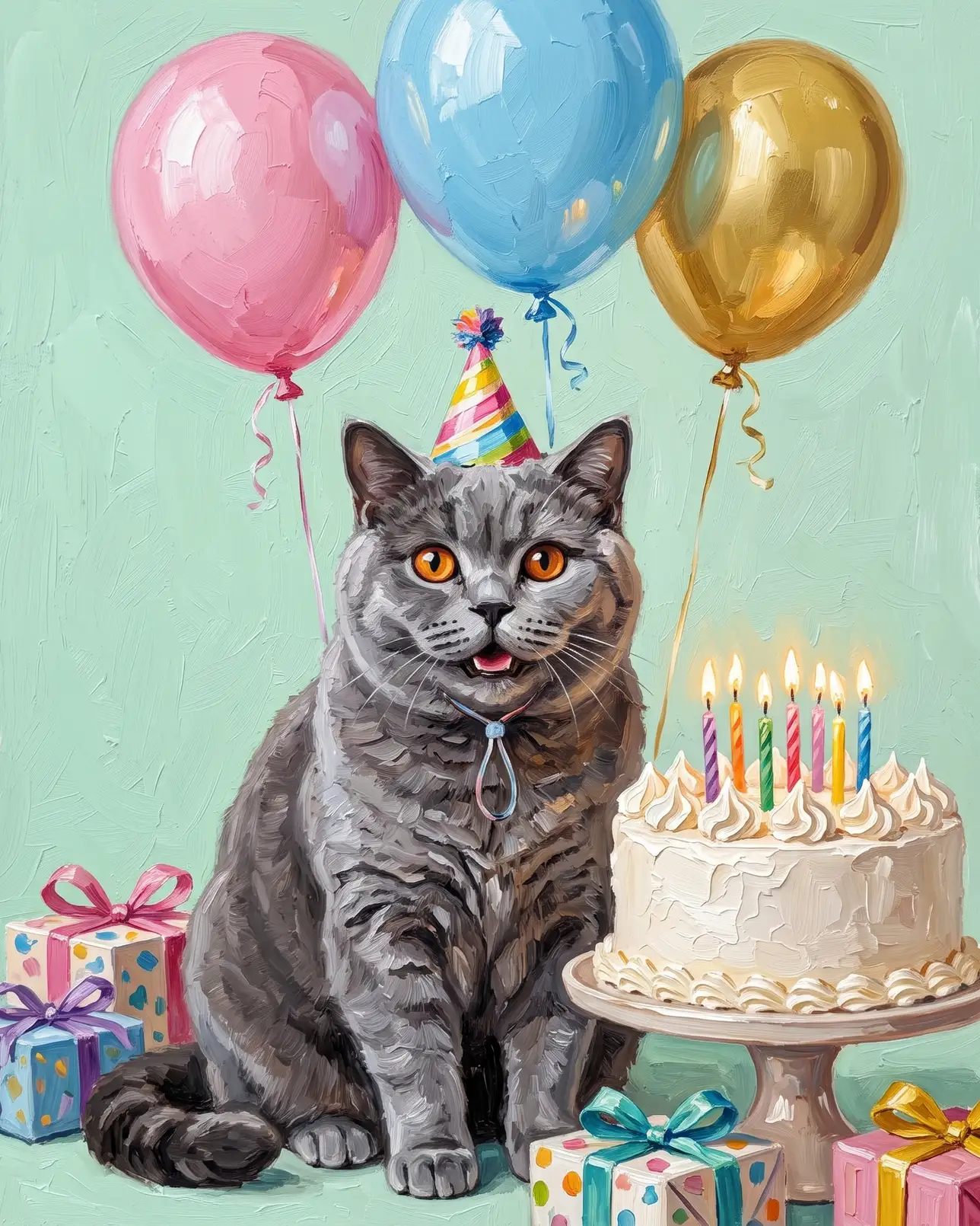 Earl, un chat british shorthair, exemple Gâteau et Confettis.