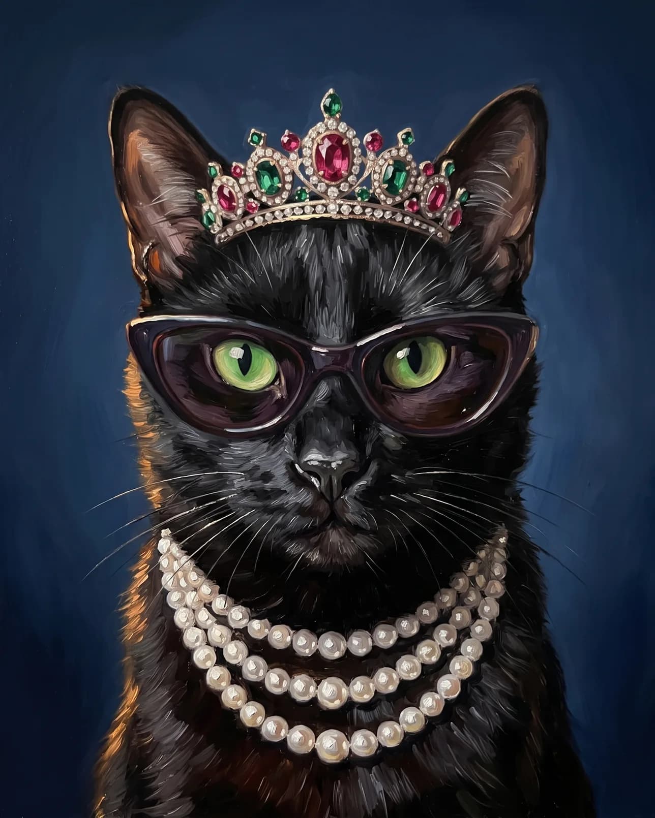Ombre, a black domestic shorthair cat, High Society example.