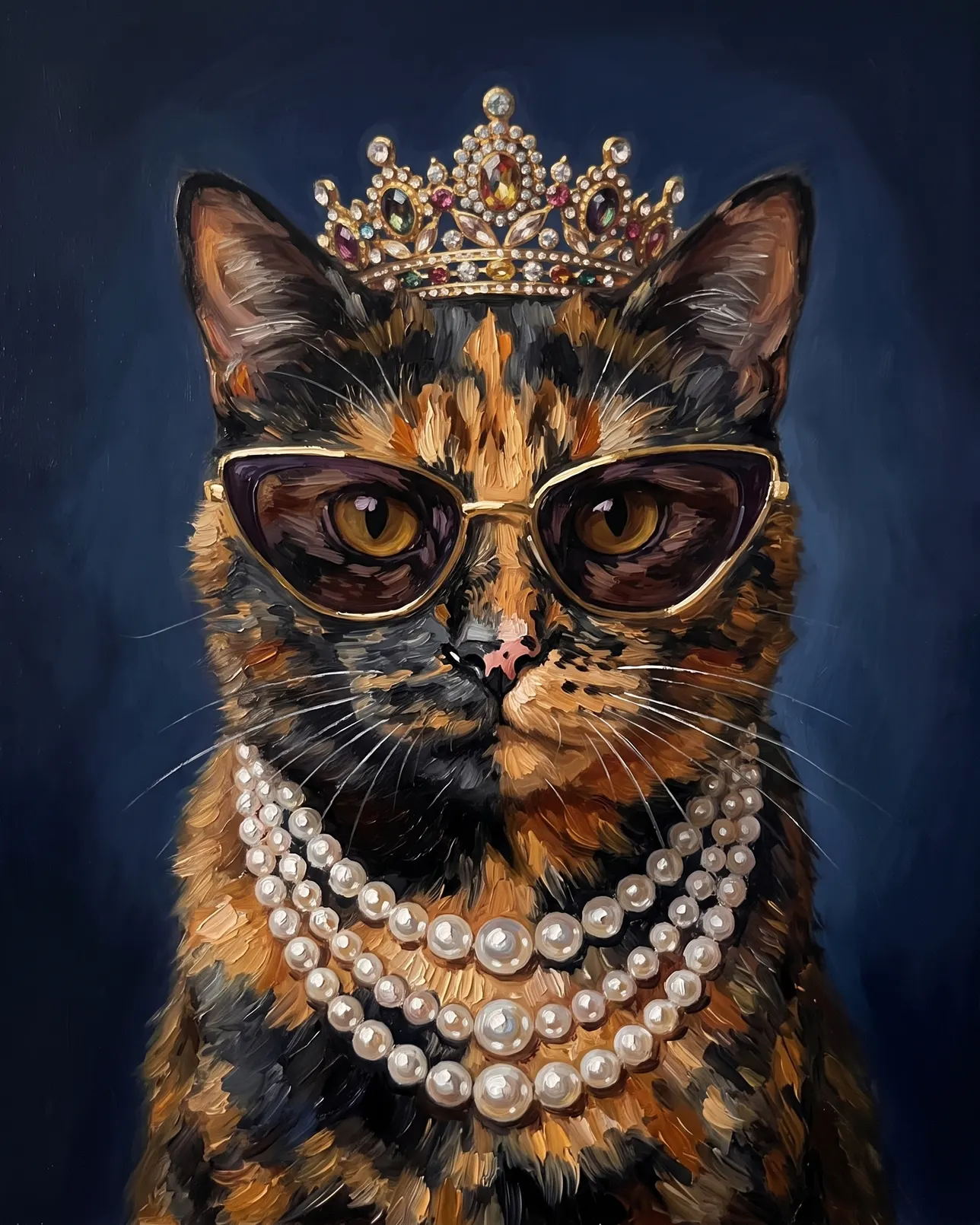 Autumn, a tortoiseshell domestic shorthair, High Society example.