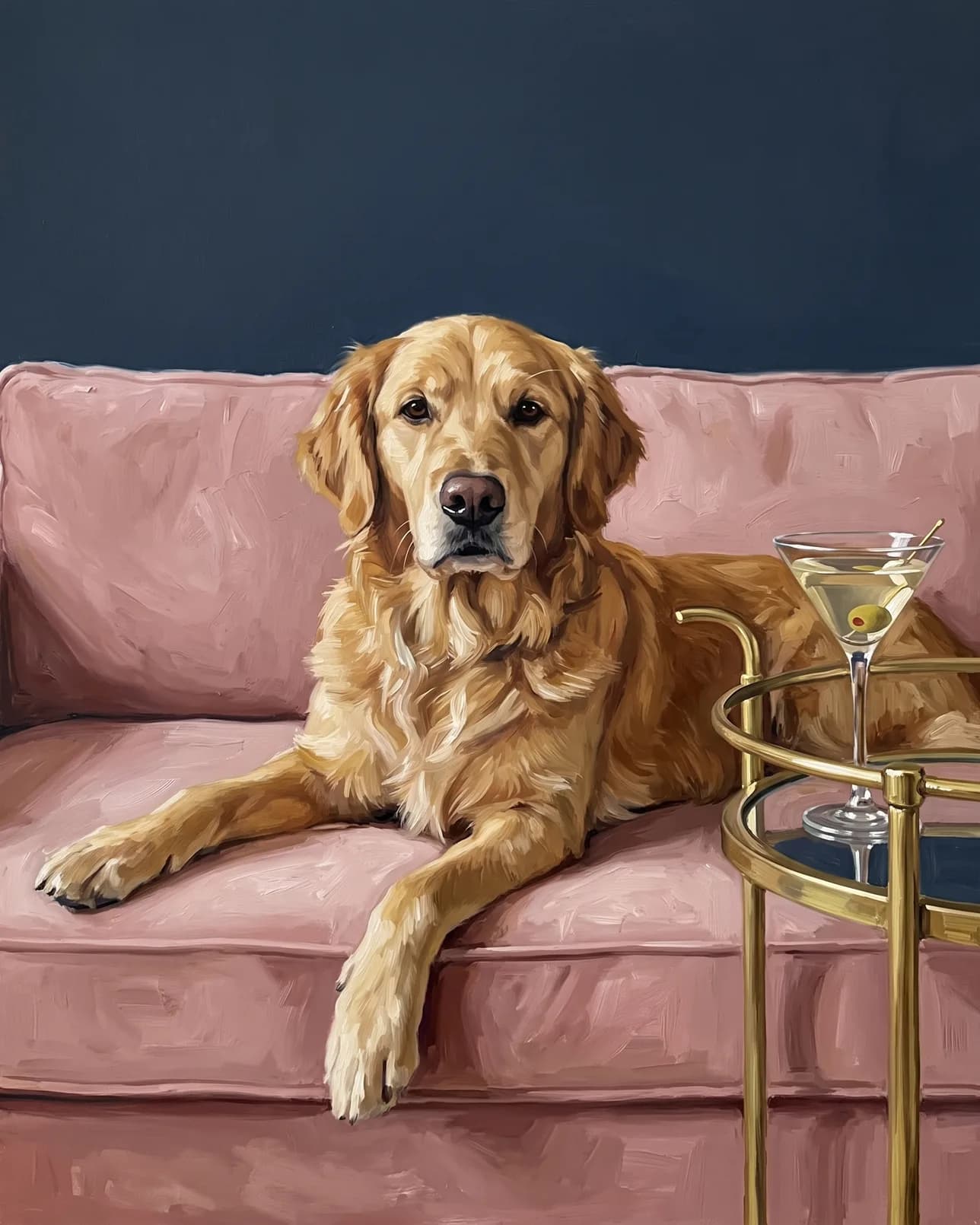 Sunny, a golden retriever, Olive & Velvet example.