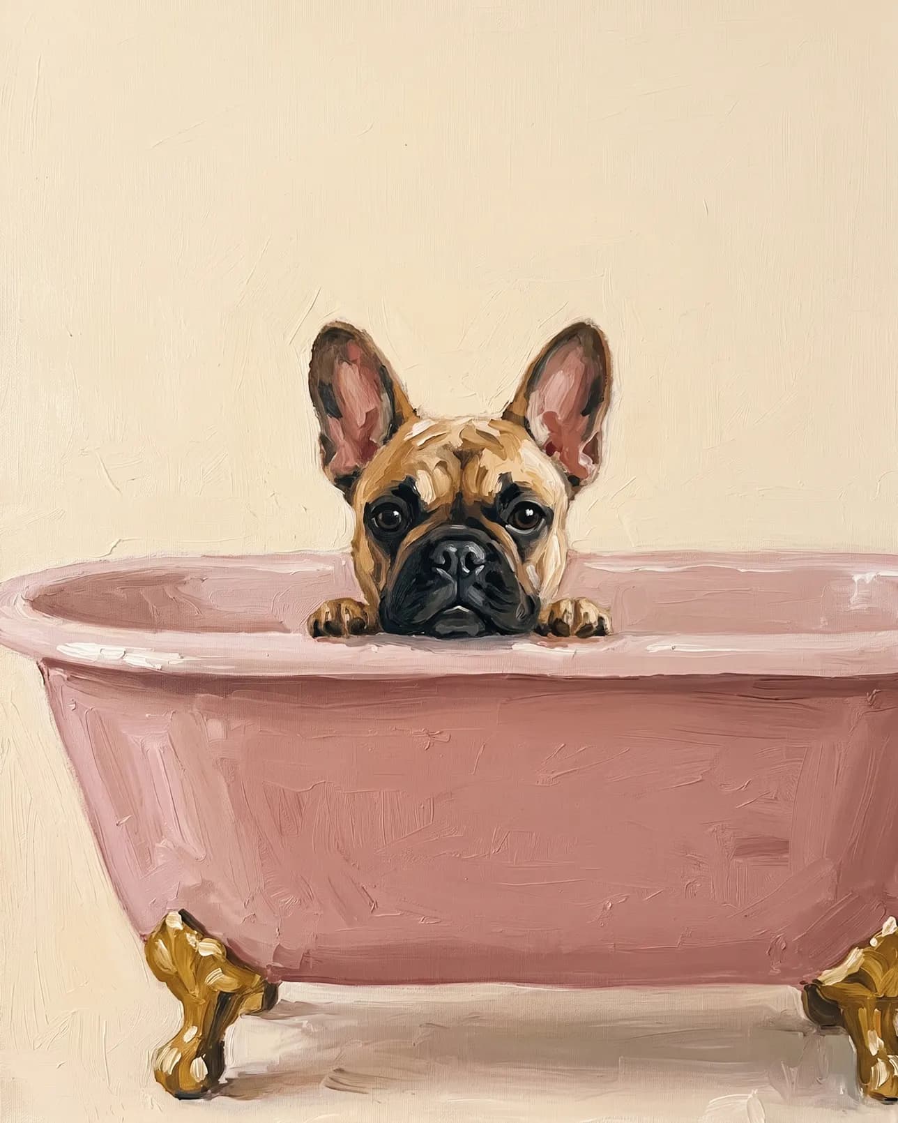 Gus, a French bulldog, Powder Pink Bath example.