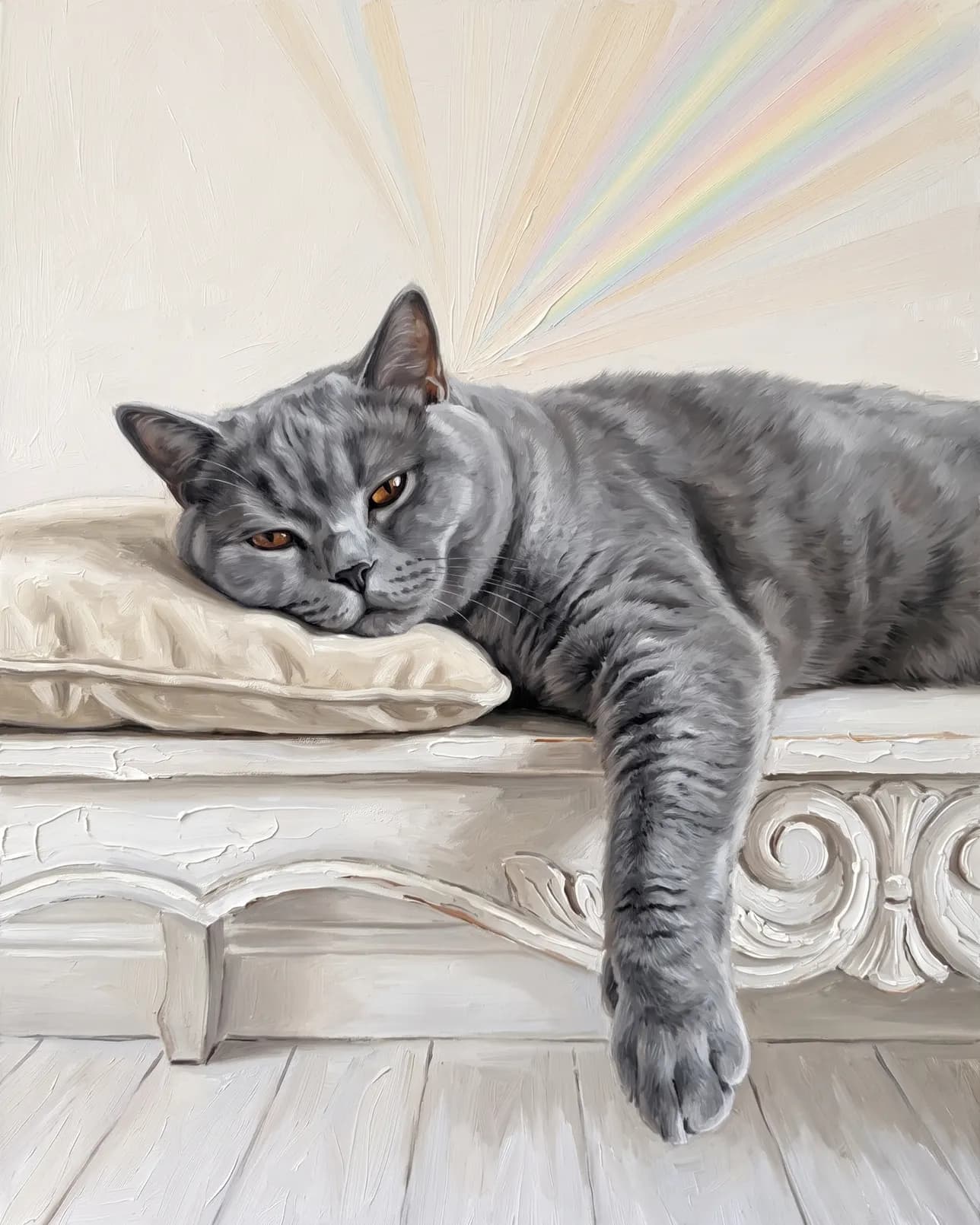 Earl, un chat british shorthair, exemple Lumière tranquille.