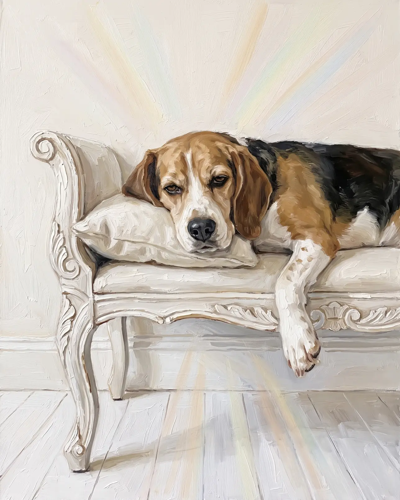 Buddy, un beagle, exemple Lumière tranquille.