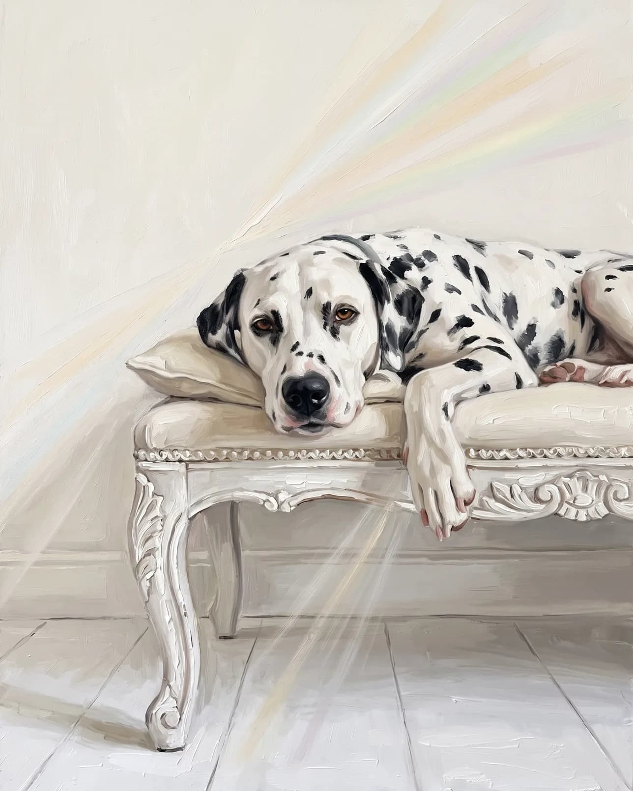 Ace, un dalmatien, exemple Lumière tranquille.