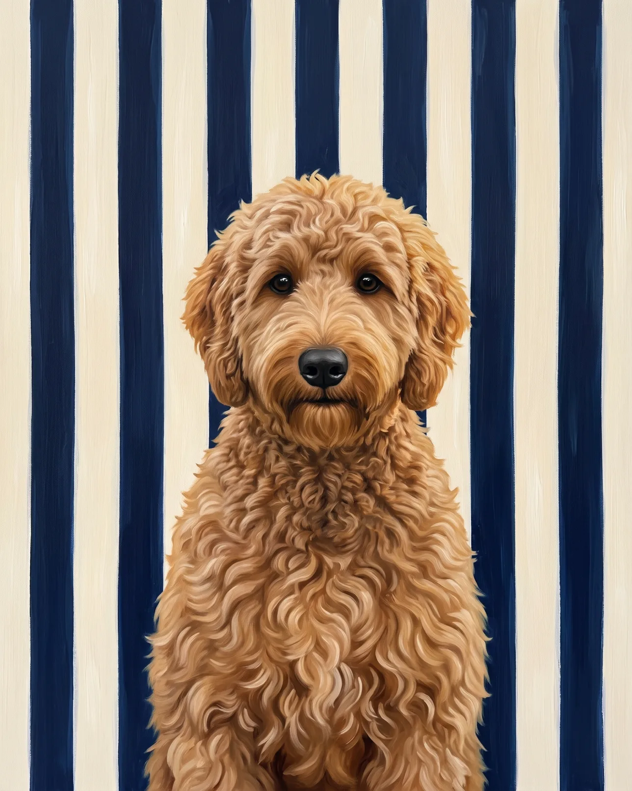 Teddy, a goldendoodle, Riviera Stripe example.
