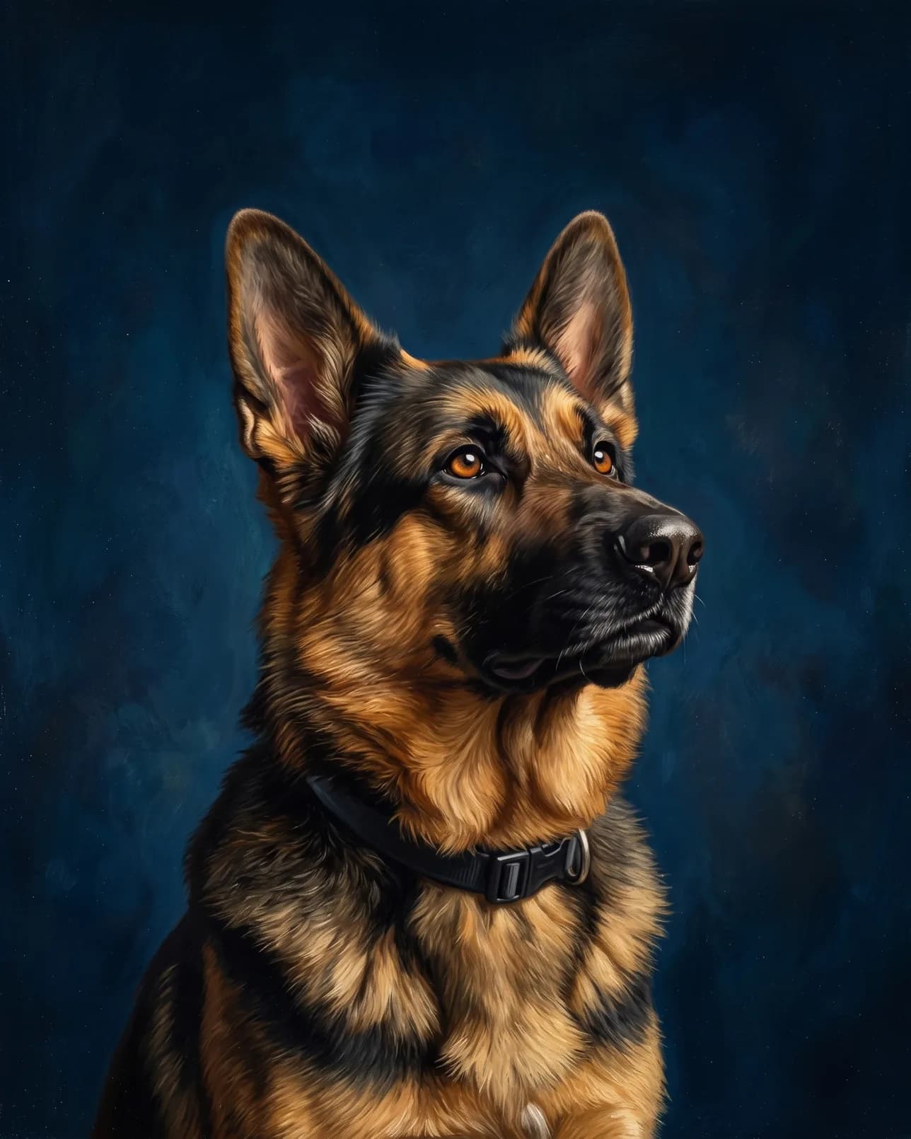 Rex, un berger allemand, exemple Étude en saphir.