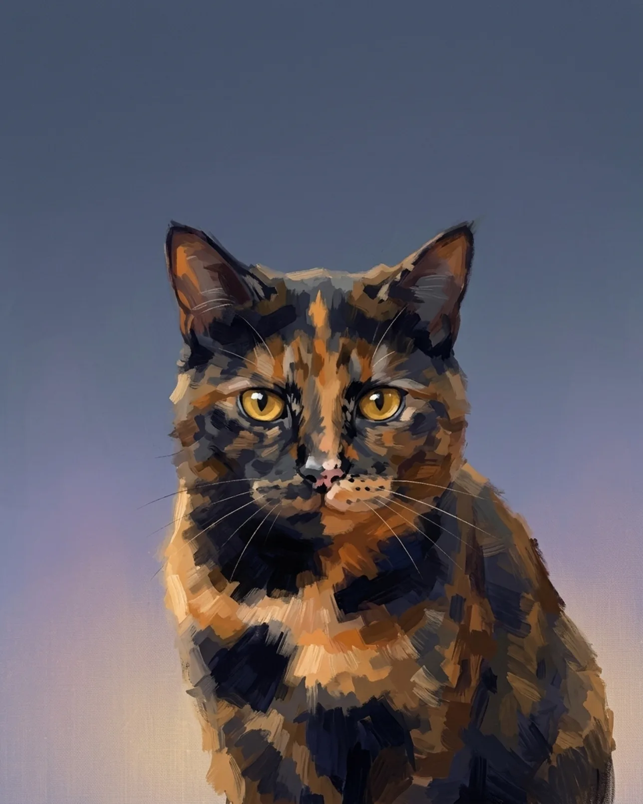 Autumn, un chat écaille, exemple Portrait ardoise.