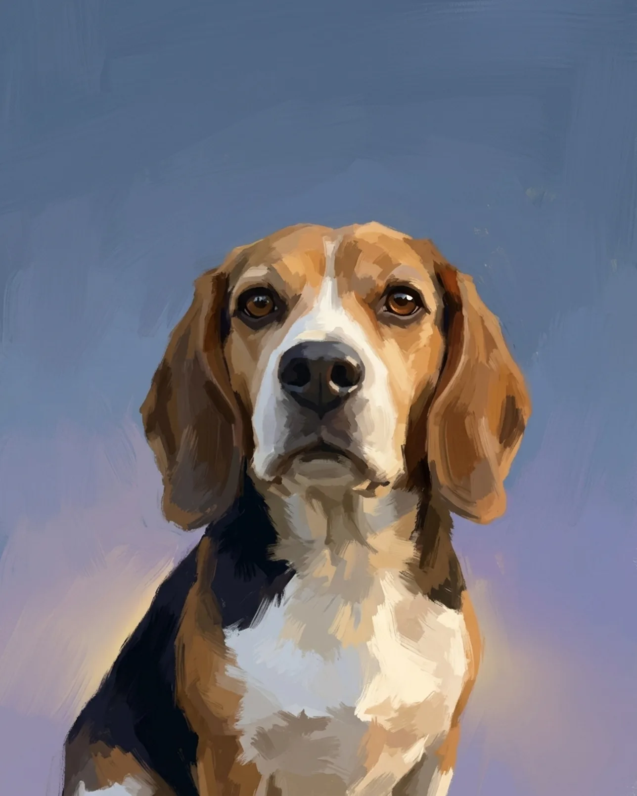 Buddy, un beagle, exemple Portrait ardoise.