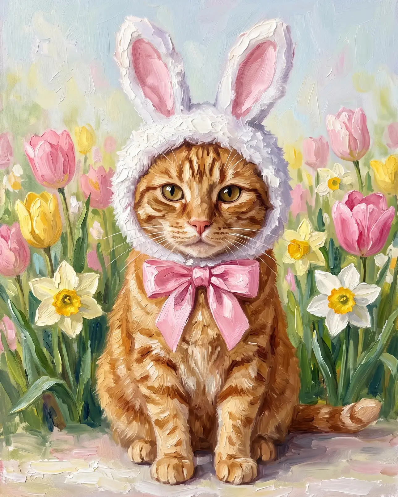 Miel, an orange tabby cat, Spring Hop example.