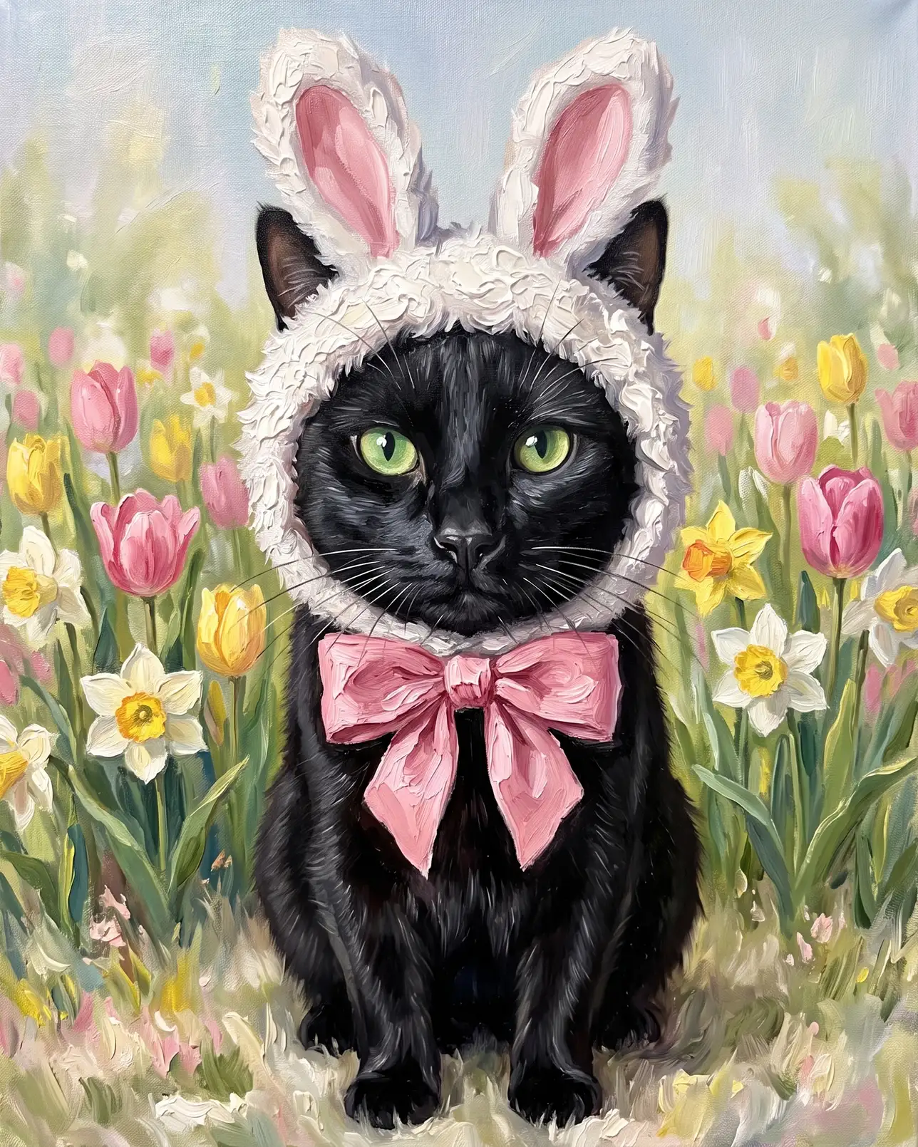 Ombre, a black domestic shorthair cat, Spring Hop example.