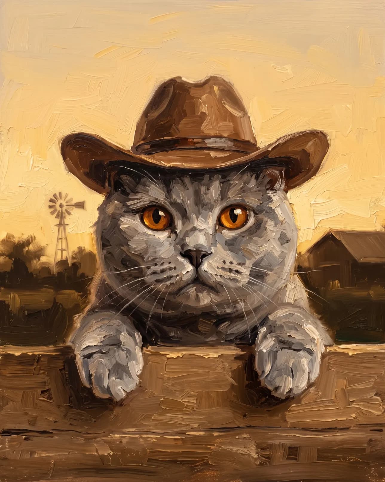 Earl, un chat british shorthair, exemple Clôture au crépuscule.