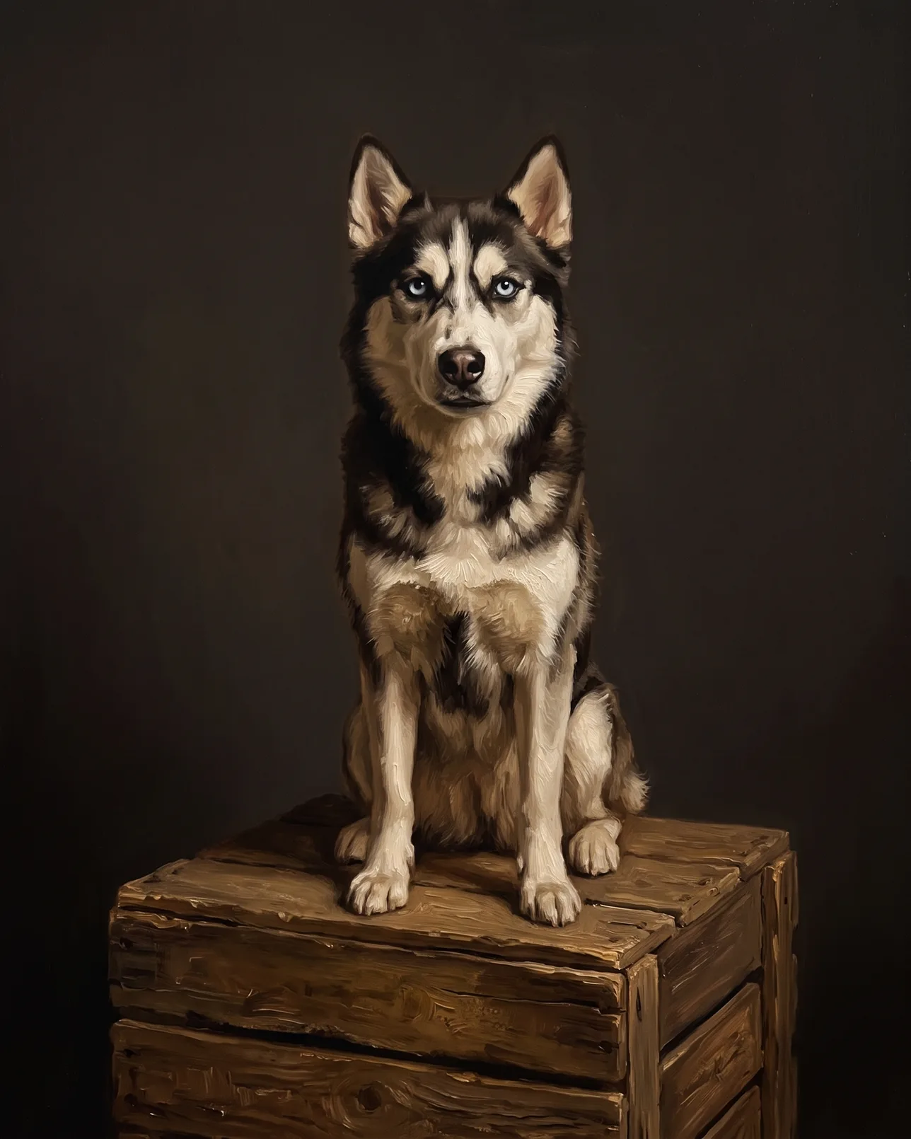 Nova, a Siberian husky, The Pedestal example.