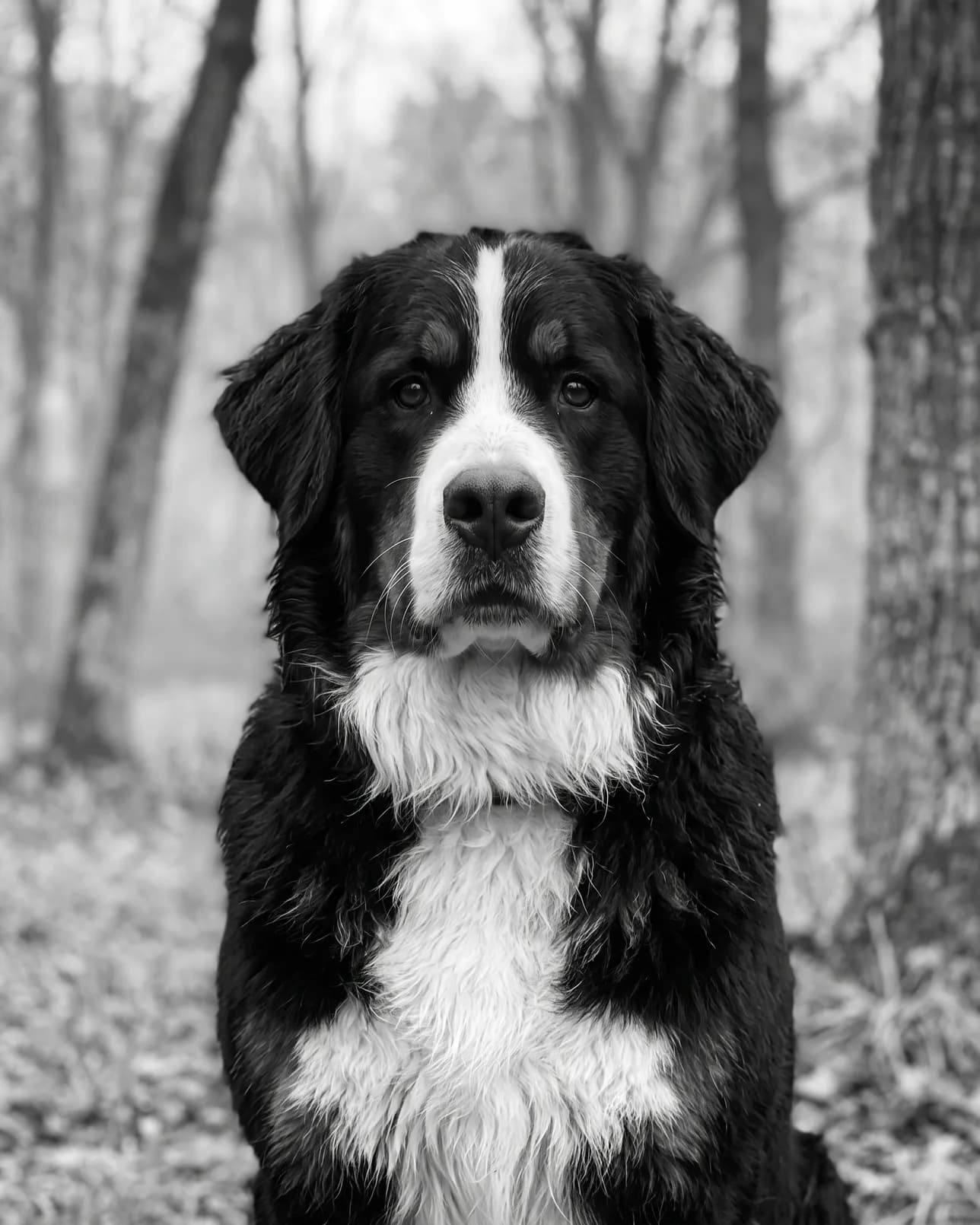 Bruno, a Bernese mountain dog, Through the Mist example.