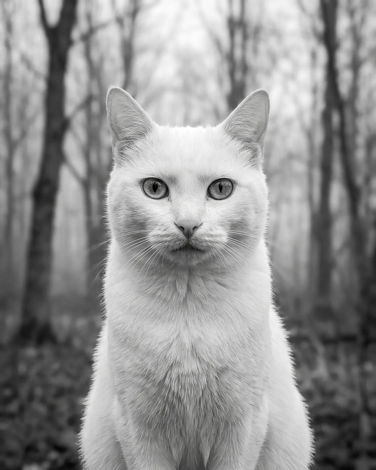 Duo, a white domestic shorthair, Through the Mist example.