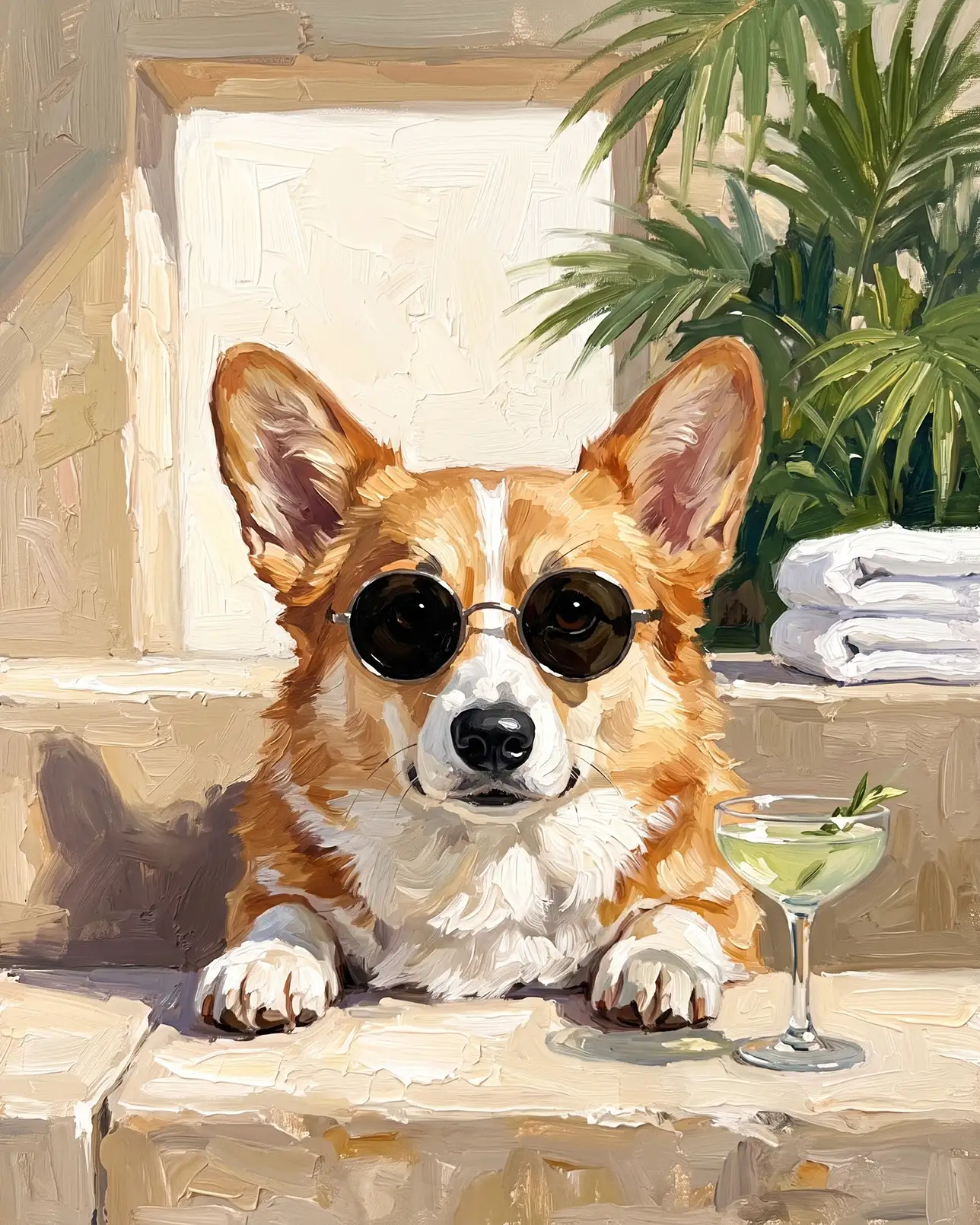 Pixel, a Pembroke Welsh corgi, Tub Edge Shades example.