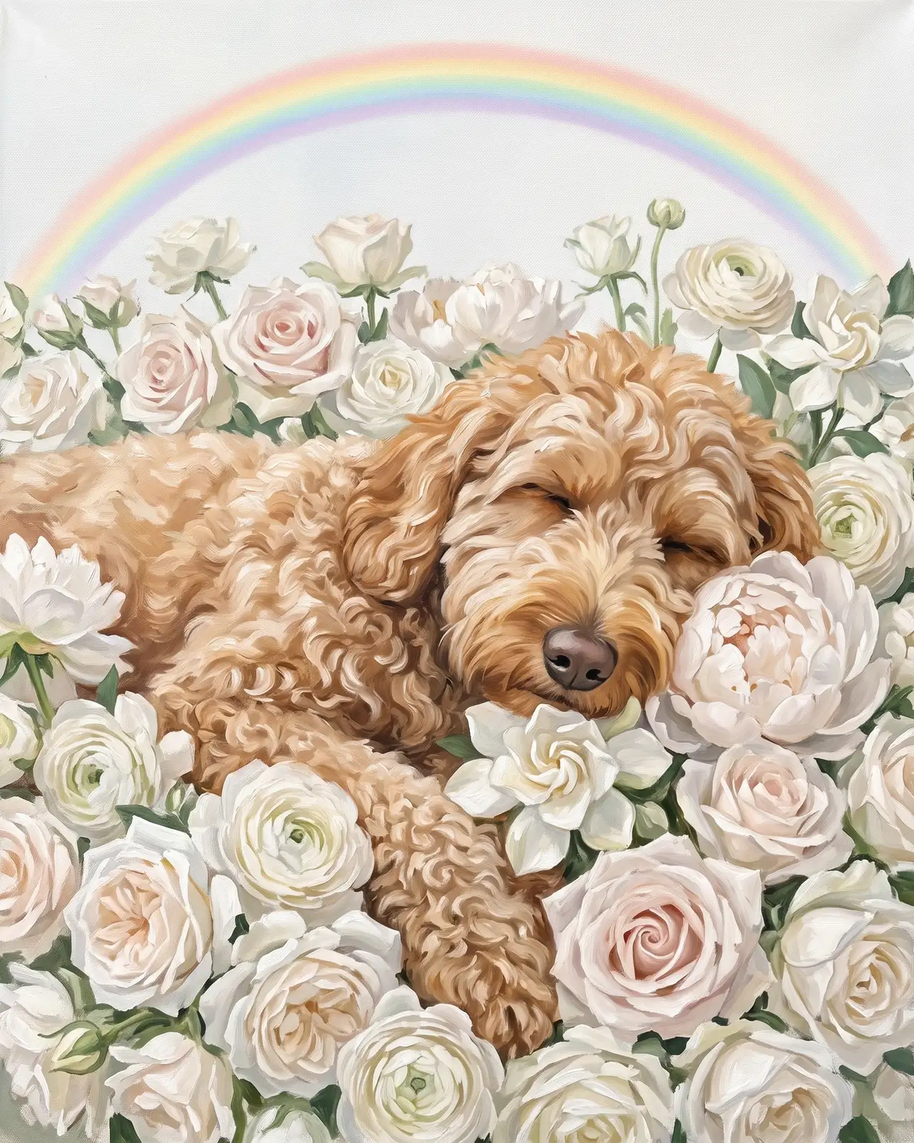 Teddy, a goldendoodle, White Roses example.