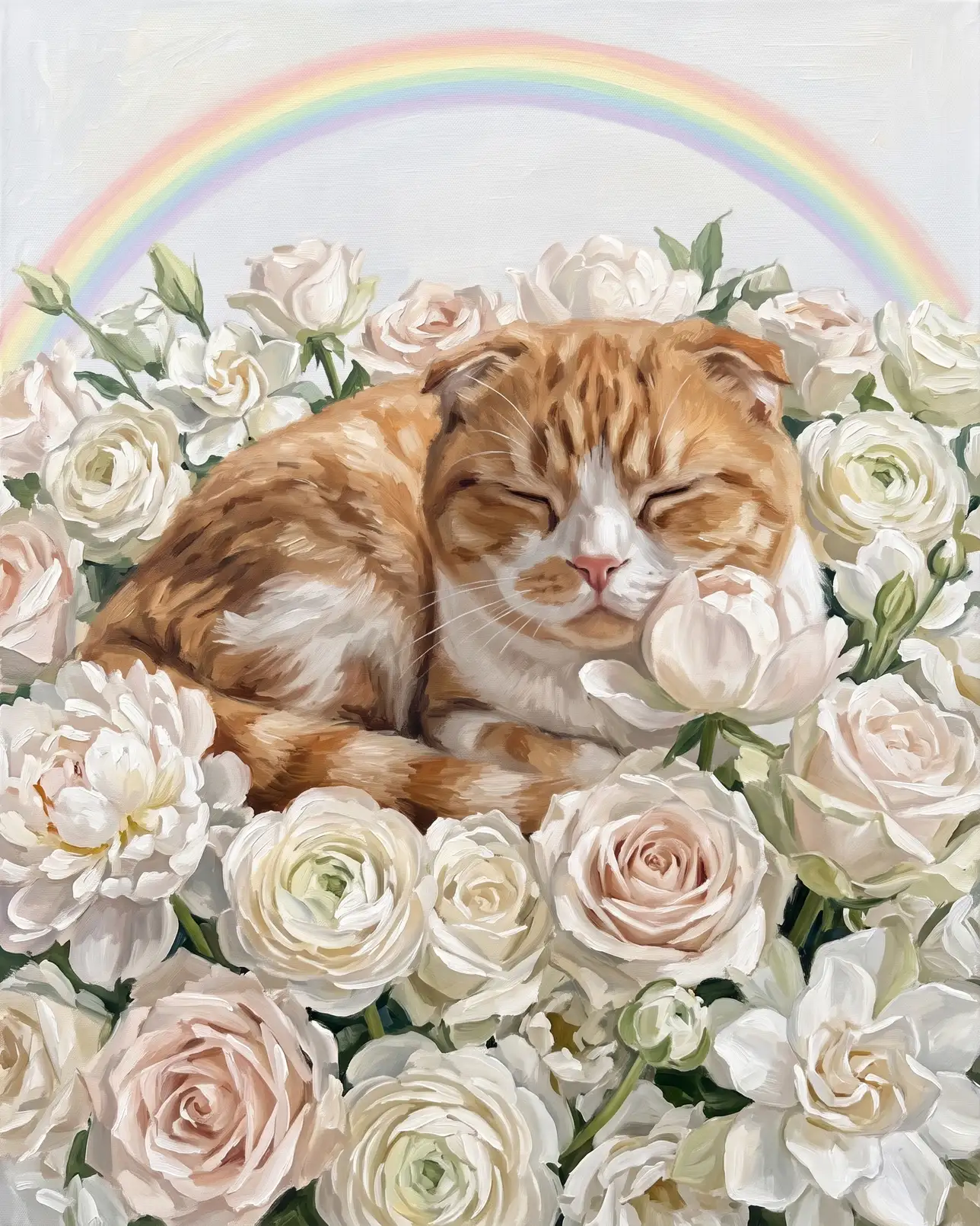 Biscuit, a Scottish fold, White Roses example.