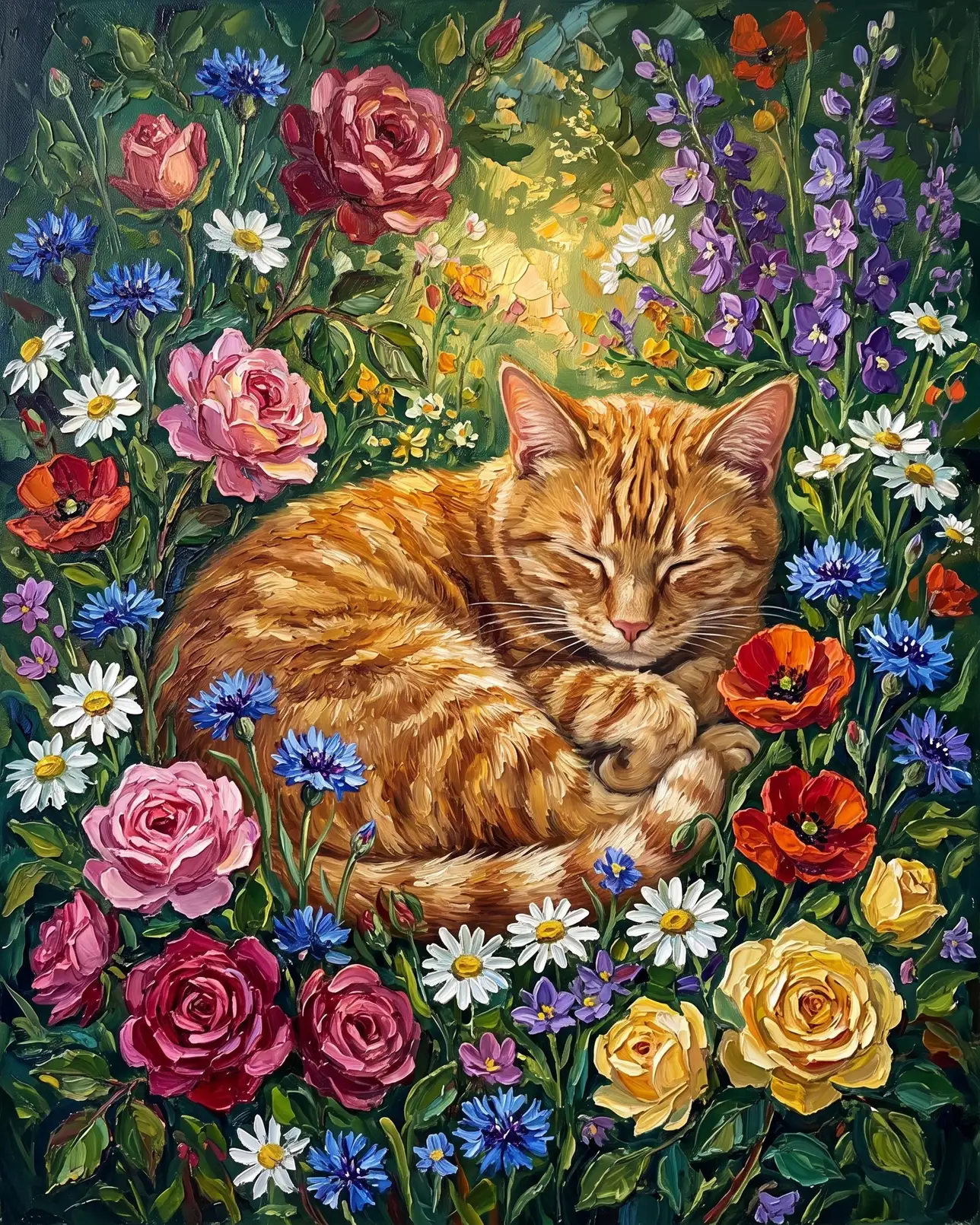 Miel, an orange tabby cat, Wildflower Rest example.