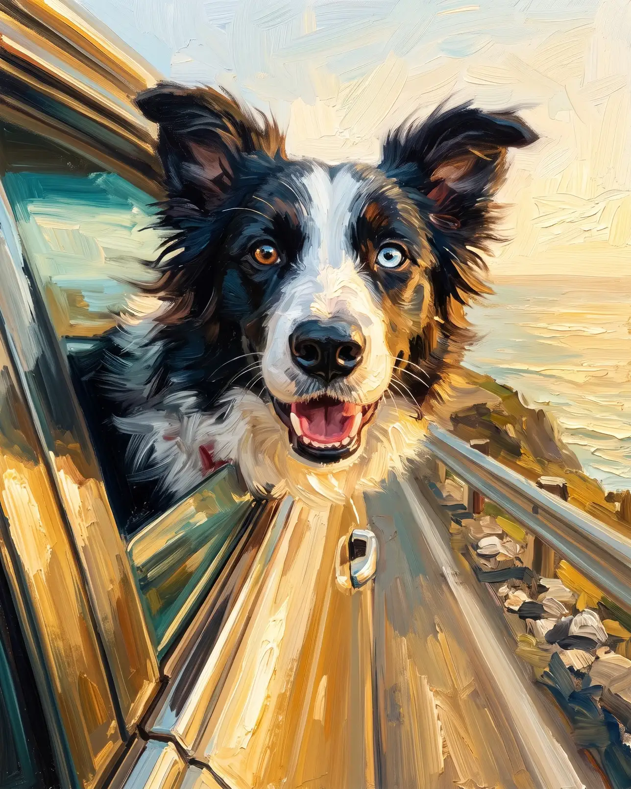 Skye, a border collie, Wind and Waves example.