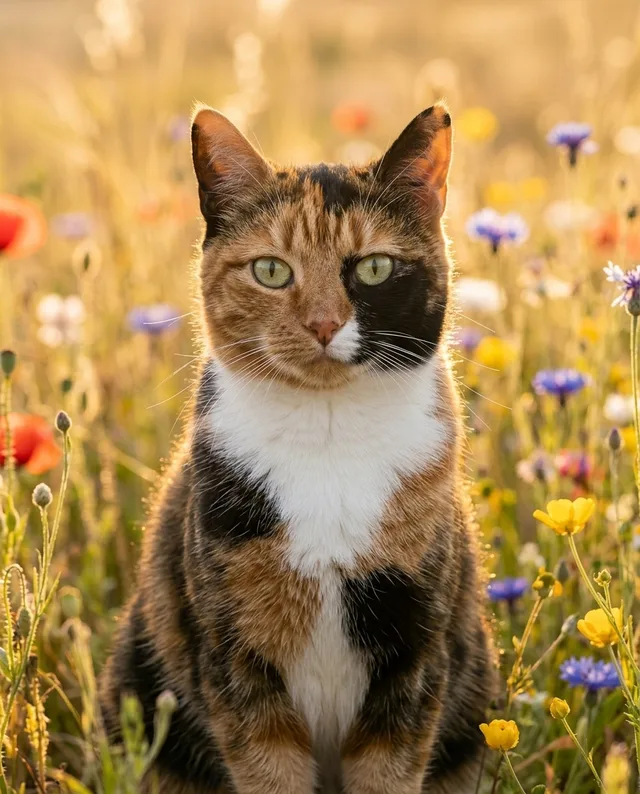Golden Hour: example portrait of a calico cat