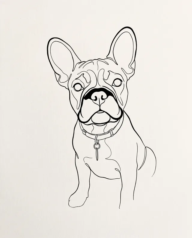 Line Art: example portrait of a dog