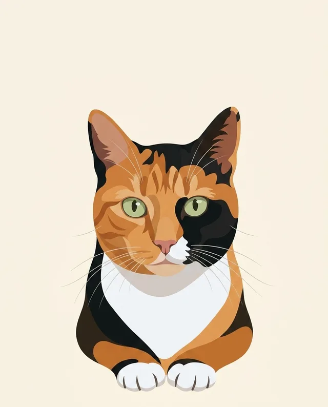 Modern Minimal: example portrait of a calico cat