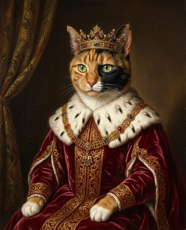 The Monarch: example portrait of a calico cat