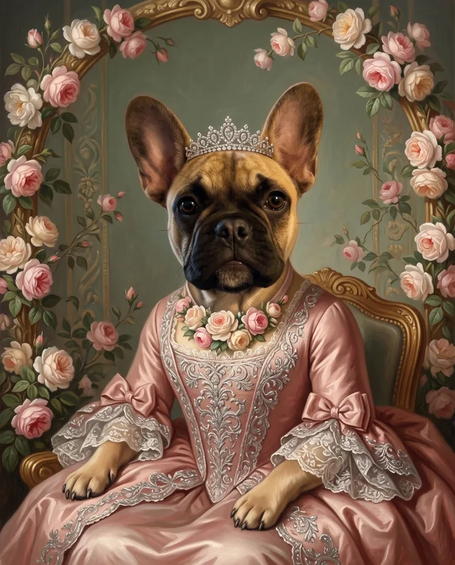 The Rose Queen: example portrait of a dog