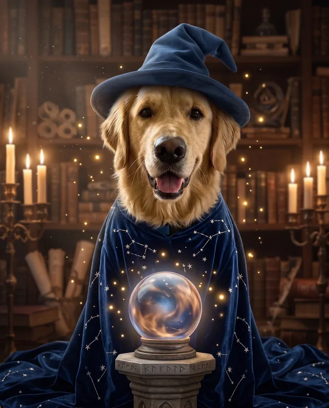 The Wizard: example portrait of a dog