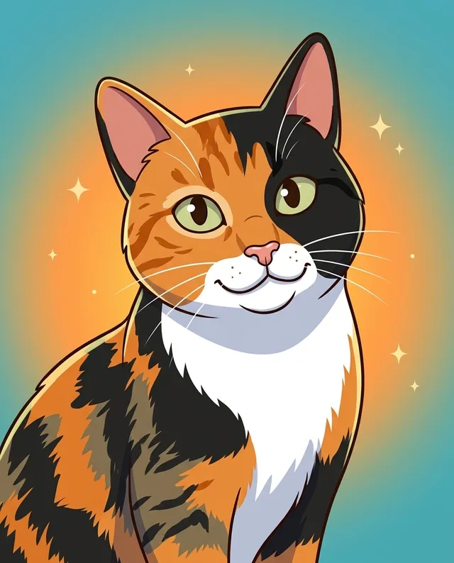 Toon Buddy: example portrait of a calico cat