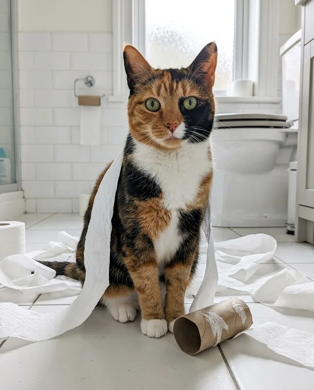 The TP Bandit: example portrait of a calico cat