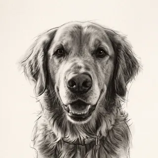The same test dog in the Charcoal Sketch style