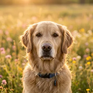 The same test dog in the Golden Hour style
