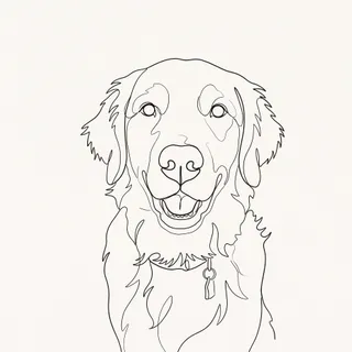 The same test dog in the Line Art style