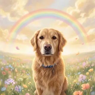 The same test dog in the Rainbow Bridge style