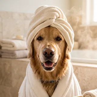 The same test dog in the Spa Day style