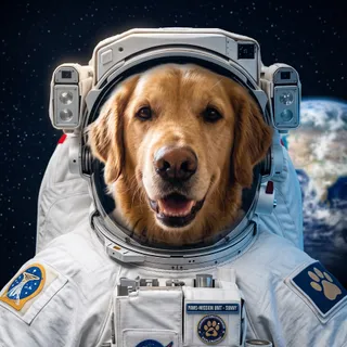 The same test dog in the The Astronaut style