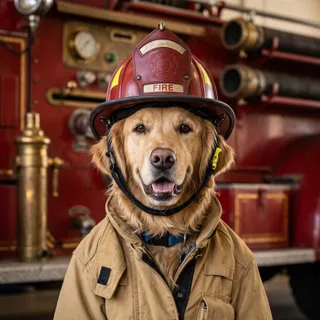 The same test dog in the The Firefighter style