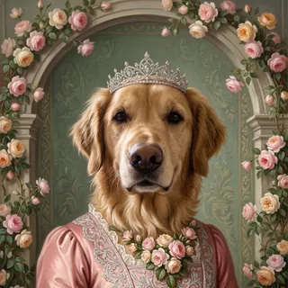 The same test dog in the The Rose Queen style