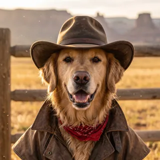 The same test dog in the The Trail Boss style